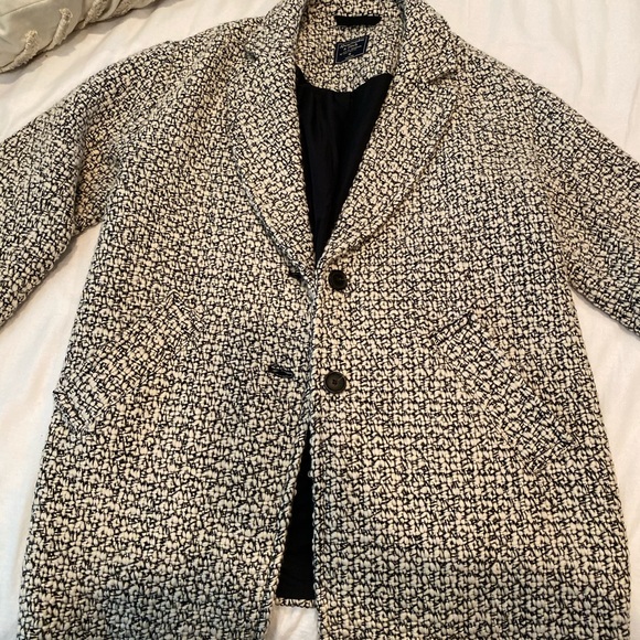 Abercrombie and Fitch tweed coat black and cream - Picture 4 of 6